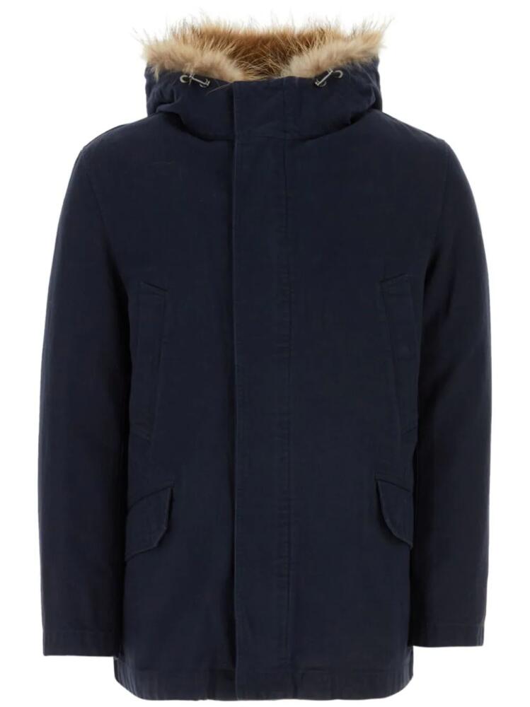 Yves Salomon fur-trim hooded parka - Blue Cover