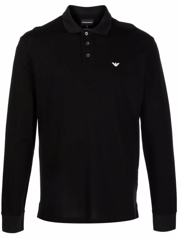 Emporio Armani embroidered-logo long-sleeved polo shirt - Black Cover