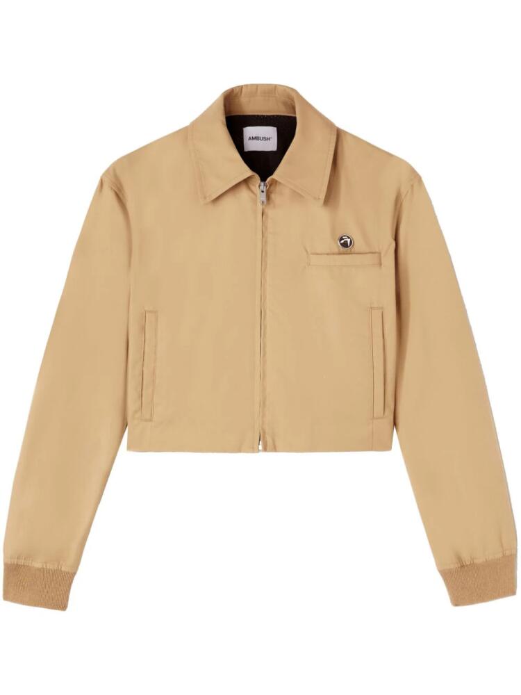 AMBUSH Sponge contrast-panel cropped jacket - Neutrals Cover