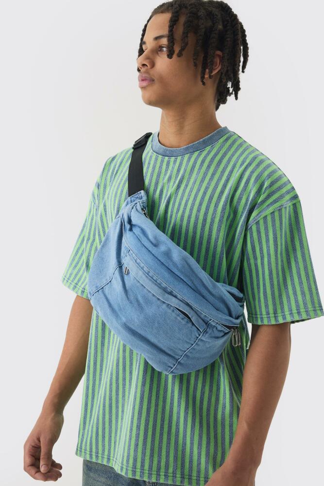 boohoo Mens Denim Sling Bag - Blue Cover