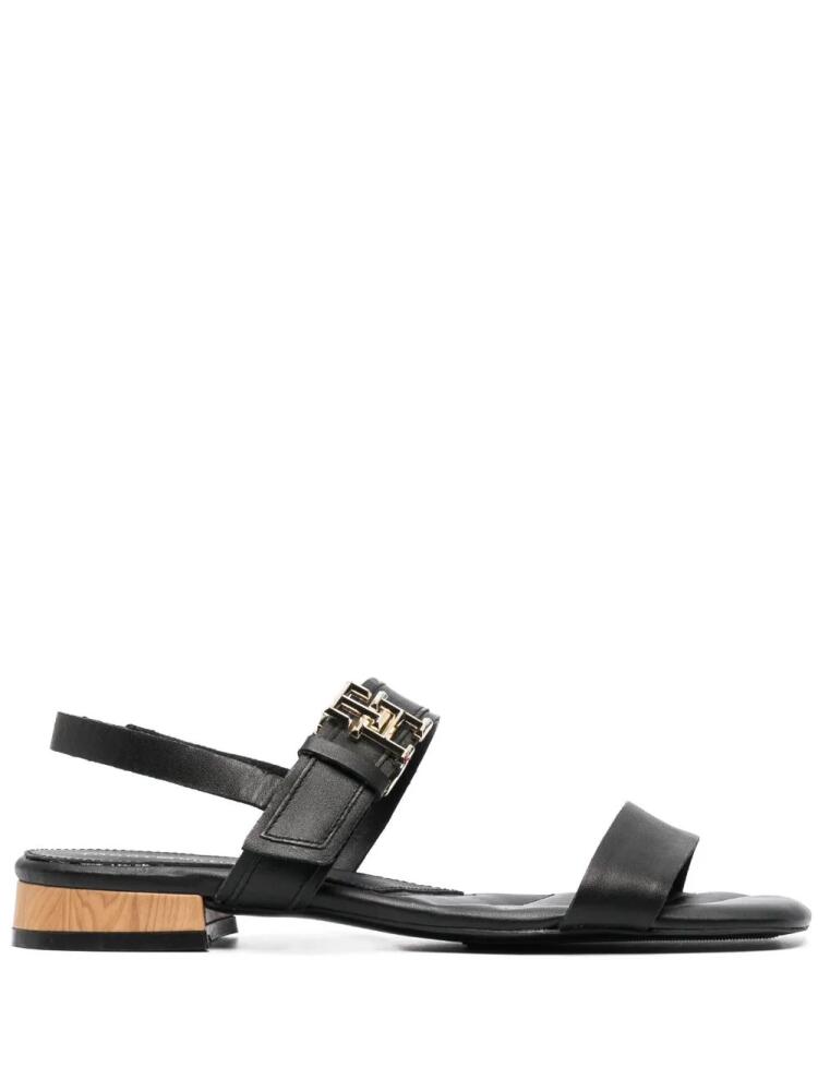 Tommy Hilfiger logo-buckle leather sandals - Black Cover