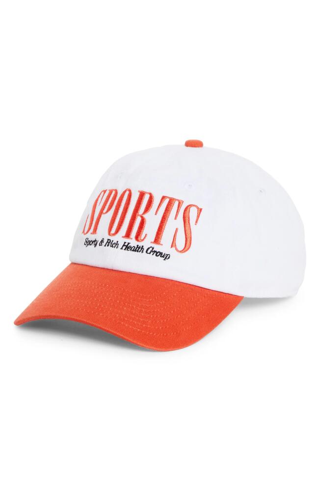 Sporty & Rich Sports Embroidered Logo Baseball Cap in White Cover