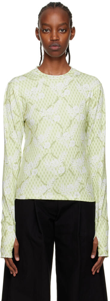 Kijun Green Printed Long Sleeve T-Shirt Cover