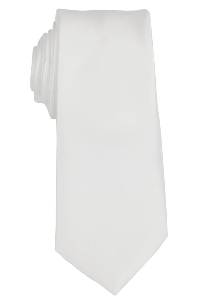 Brooklyn Brigade Solid Satin X-Long Tie in White Cover