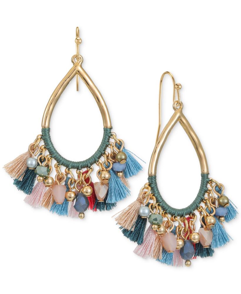 Style & Co Mixed Bead & Tassel Open Pear-Shape Drop Earrings, Created for Macy's - Multi Cover