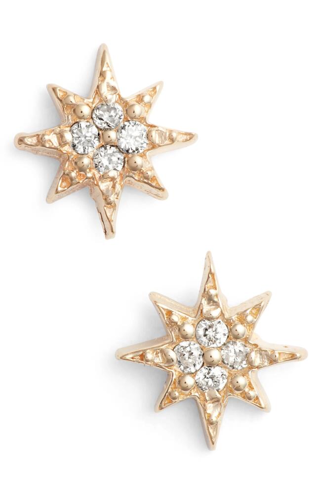 Anzie Mini Starburst Diamond Earrings in Gold Cover