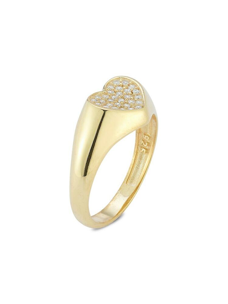 SPHERA MILANO Women's 14K Gold Vermeil Cubic Zirconia Heart Signet Ring Cover