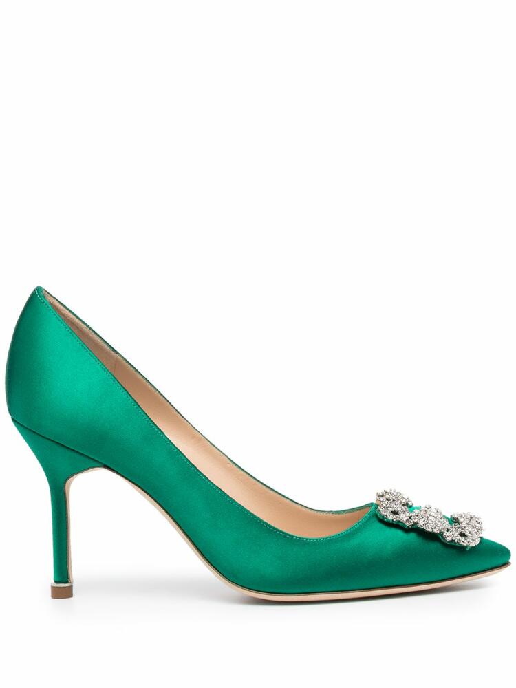 Manolo Blahnik Hangisi 90mm satin pumps - Green Cover