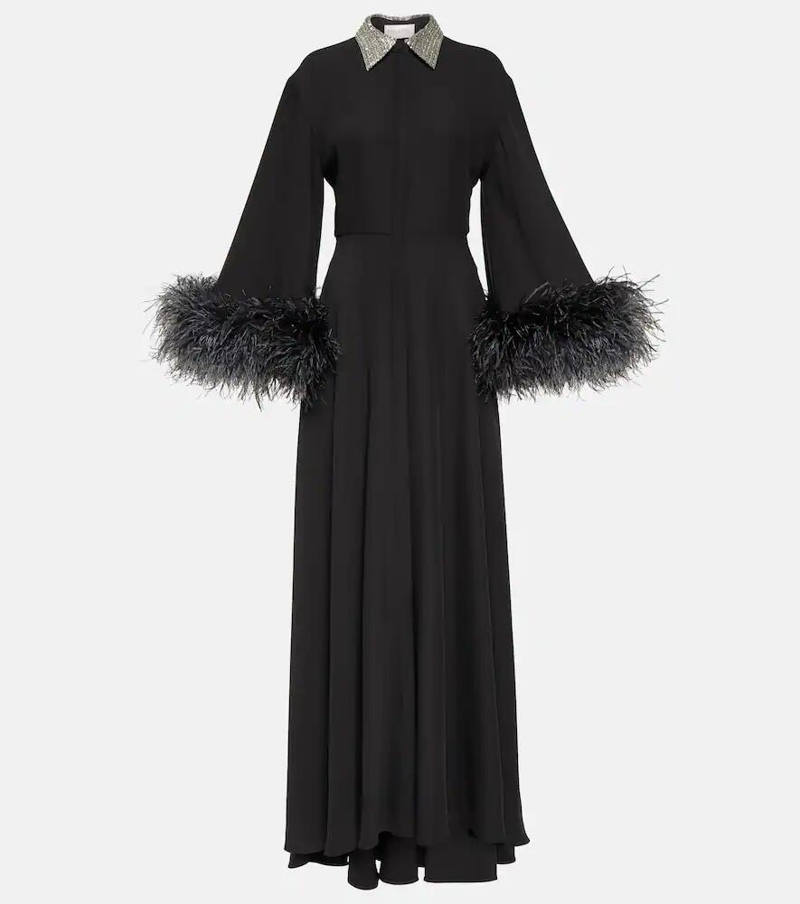 Valentino Feather-trimmed silk gown Cover