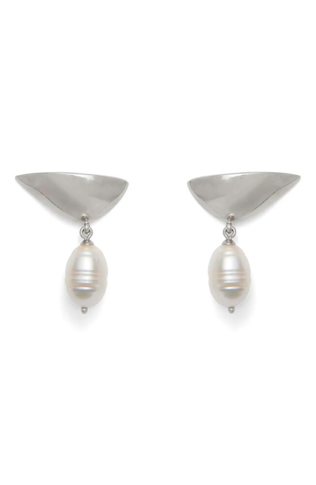 Lady Grey Freshwater Pearl Lobe Earrings in Silver/White Pearl Cover