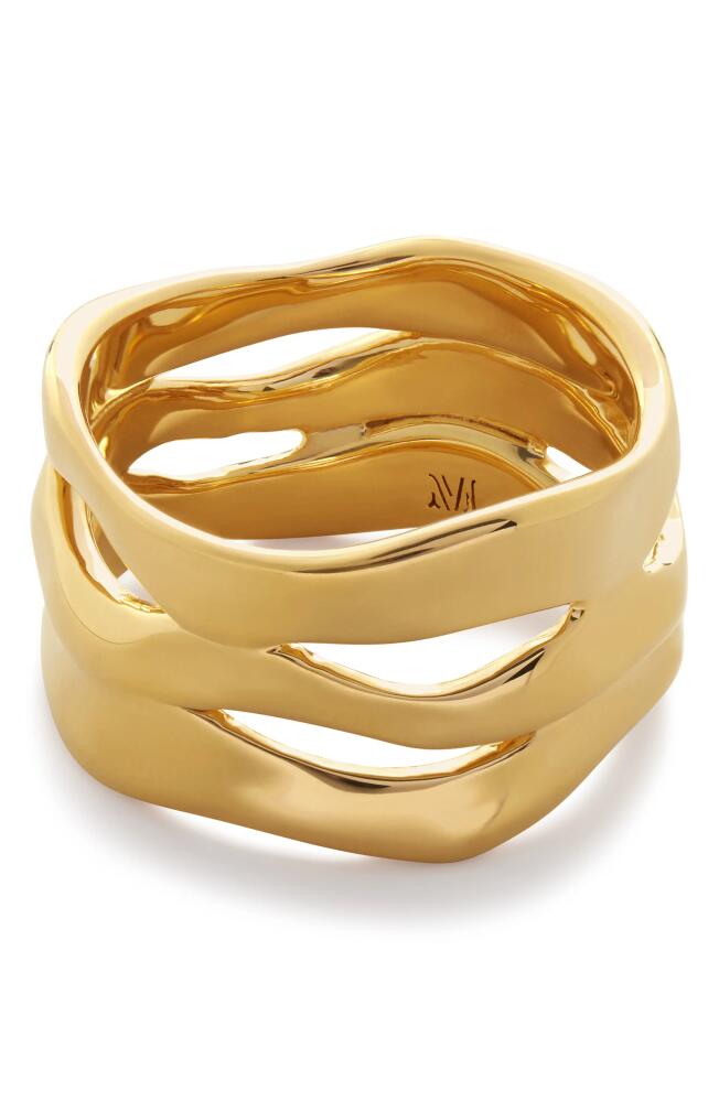 Monica Vinader The Wave Triple Band Ring in 18Ct Gold Vermeil Cover