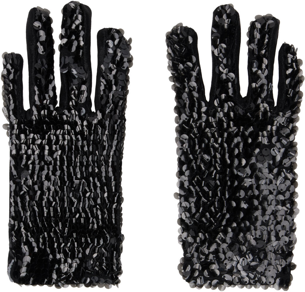 Anna Sui Black Short Sequin Gloves Cover