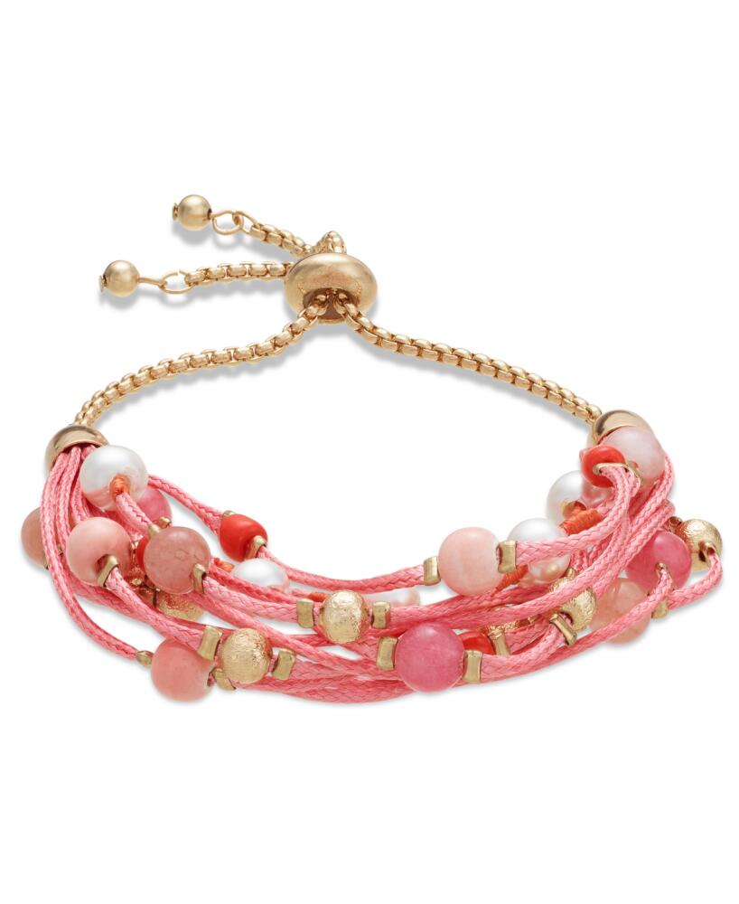 Style & Co Gold-Toned Mixed Bead Multi-Cord Slider Bracelet, Created for Macy's - Red Cover