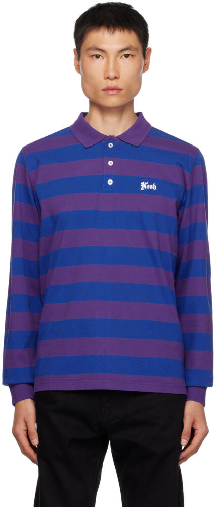 Noah Purple & Blue Striped Long Sleeve Polo Cover