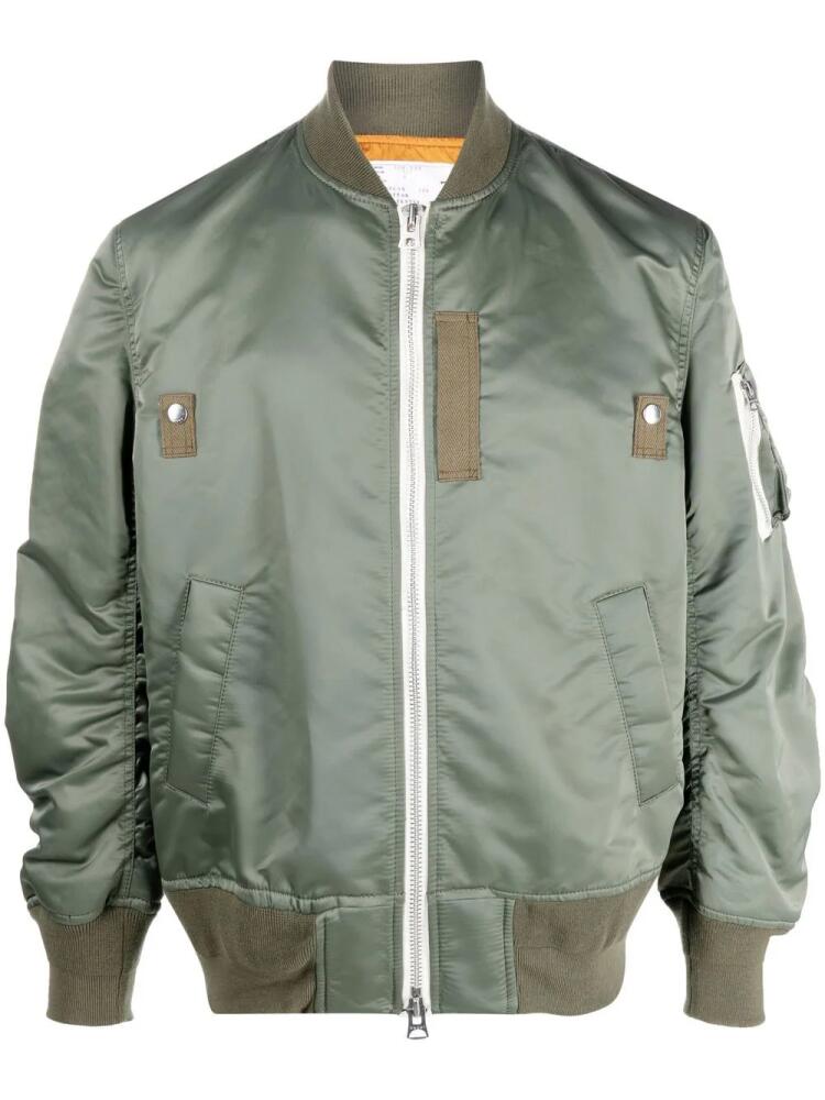 sacai baseball-collar bomber jacket - Green Cover