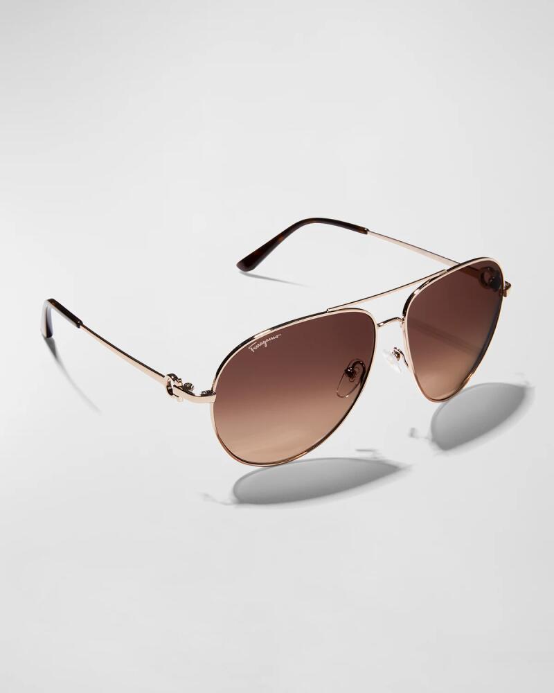 Ferragamo Men's Gradient Metal Aviator Sunglasses Cover