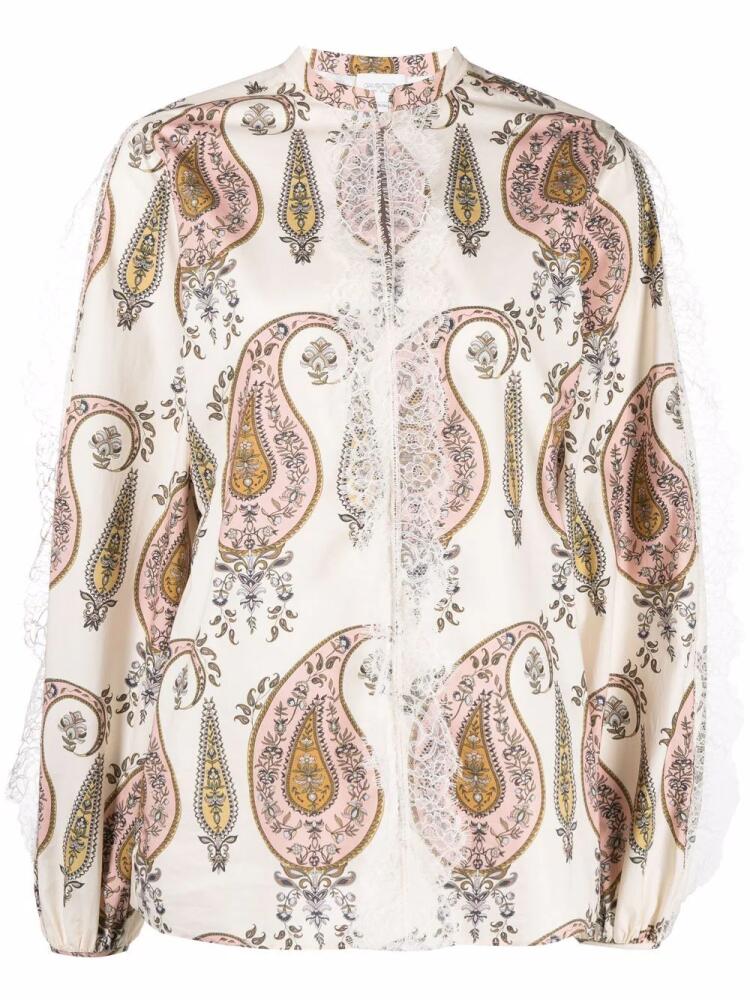 Giambattista Valli paisley-print puff-sleeve blouse - Neutrals Cover