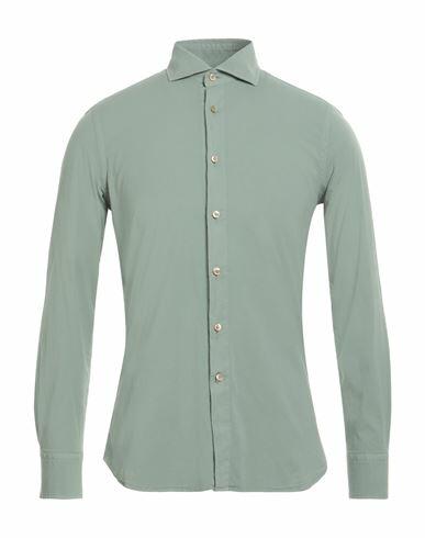 Seventy Sergio Tegon Man Shirt Sage green Size 15 ½ Cotton, Elastane Cover