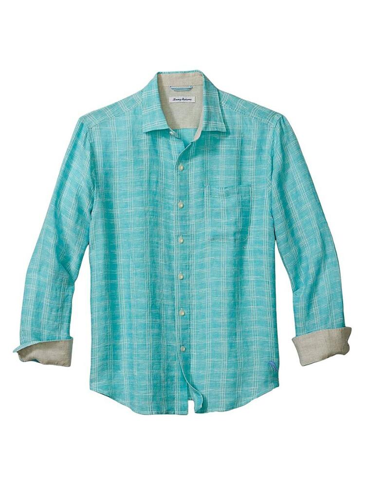 Tommy Bahama Men's Plaid Linen Sport Shirt - Ming Jade Cover