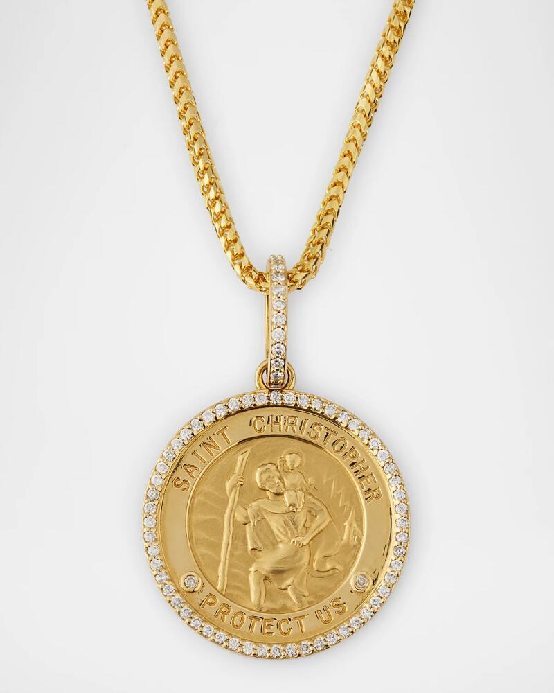 Sheryl Lowe 14K Gold St. Christopher Diamond Pendant on 2mm Franco Chain Necklace, 20"L Cover