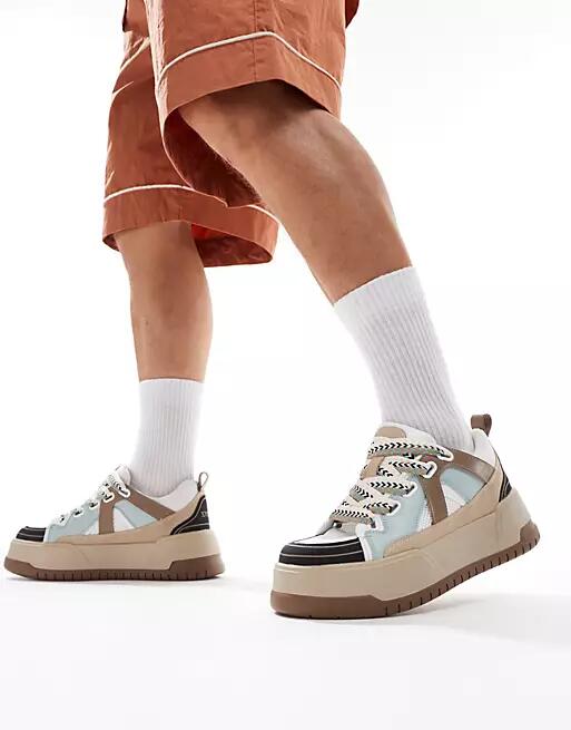 ASOS DESIGN chunky sneakers with oversized laces-Neutral Cover