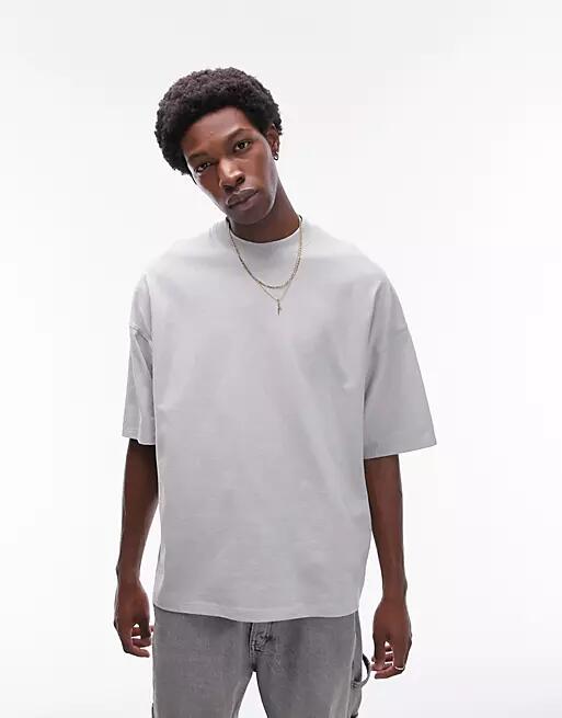 Topman extreme oversized fit t-shirt in light sage-Green Cover