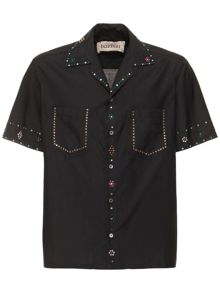 BAZISZT Embellished Cotton & Silk Shirt Cover