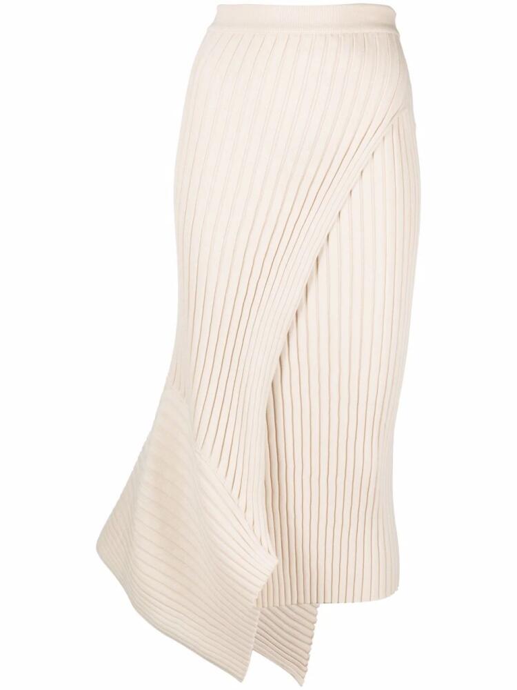 Stella McCartney asymmetric ribbed-knit skirt - Neutrals Cover