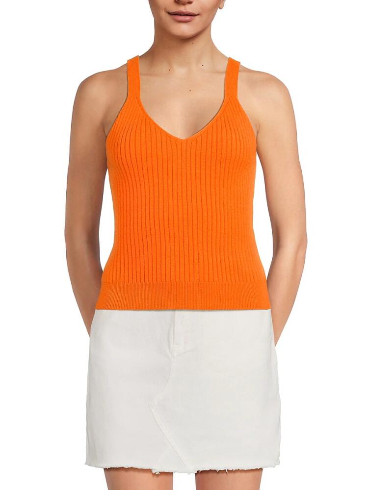 Lea & Viola Women's Ribbed Knit Tank Top - Orange Cover