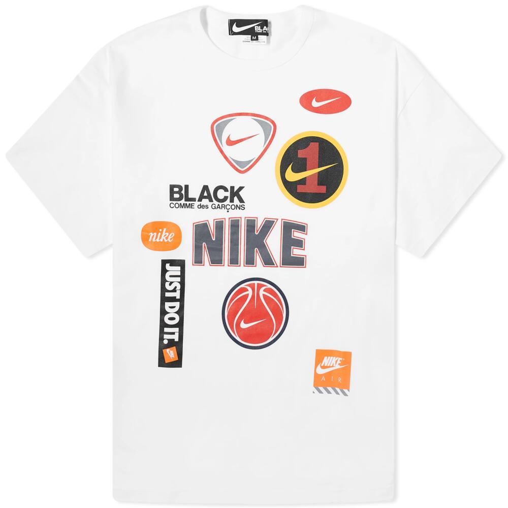 Comme des Garçons Black Men's x Nike Oversized Multi Logo Print Te in White Cover