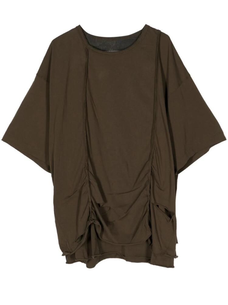 Ziggy Chen draped cotton T-shirt - Brown Cover