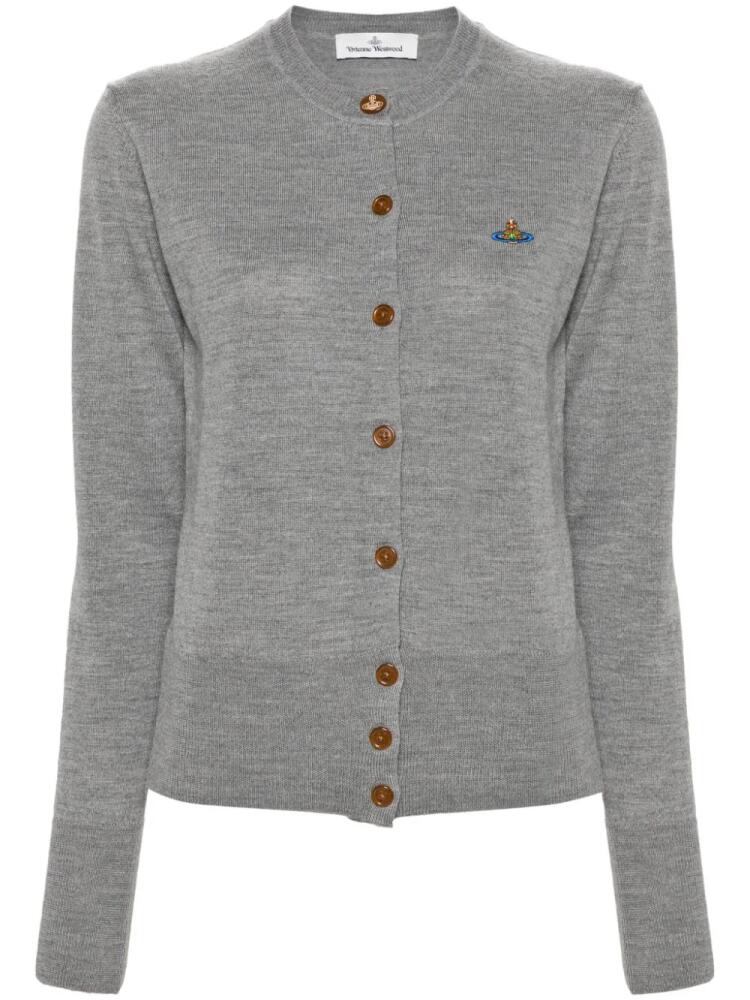 Vivienne Westwood Orb logo-embroidered wool cardigan - Grey Cover