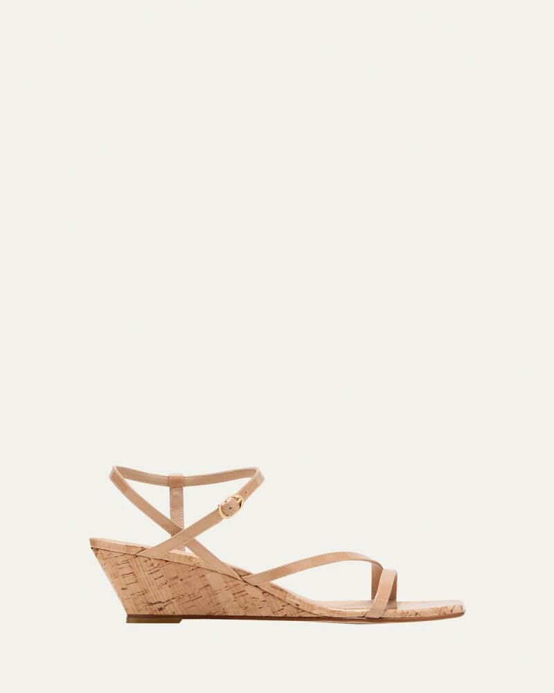 Stuart Weitzman Oasis Patent Ankle-Strap Wedge Sandals Cover