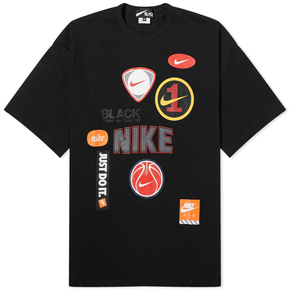 Comme des Garçons Men's x Nike Oversized Multi Logo Print Te in Black Cover