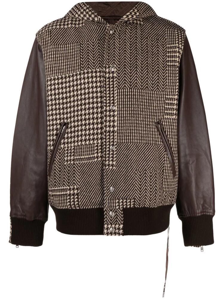 Mastermind Japan skull-patch plaid varsity jacket - Neutrals Cover