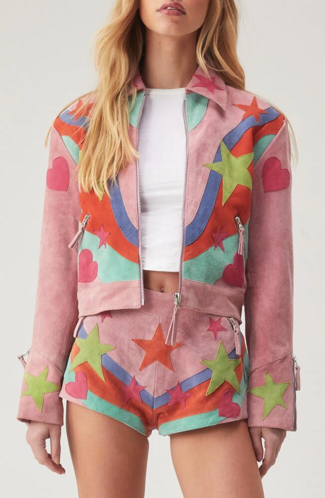 NASTY GAL Premium Star Appliqué Suede Jacket in Pink Cover