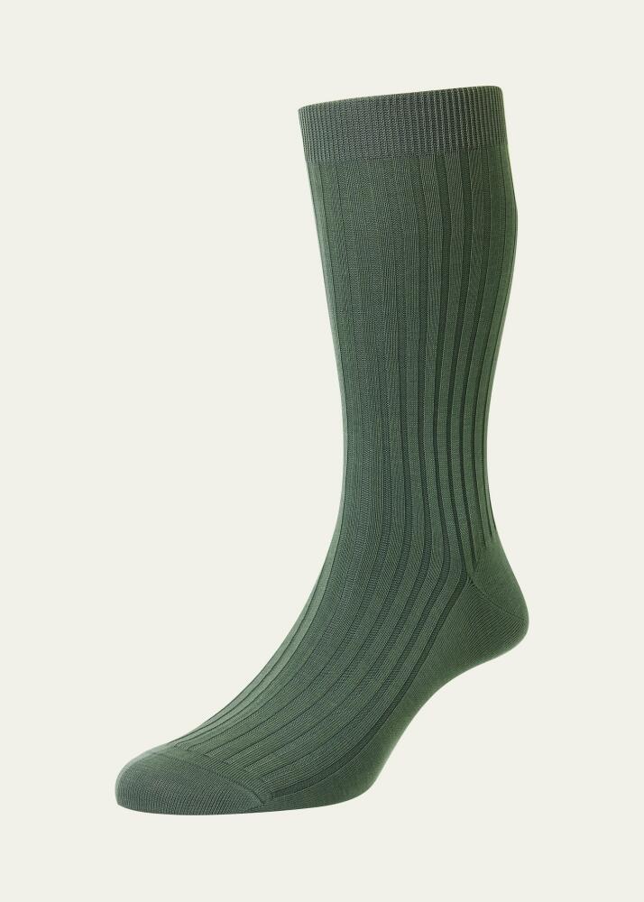 Pantherella Mid-Calf Stretch-Lisle Dress Socks Cover