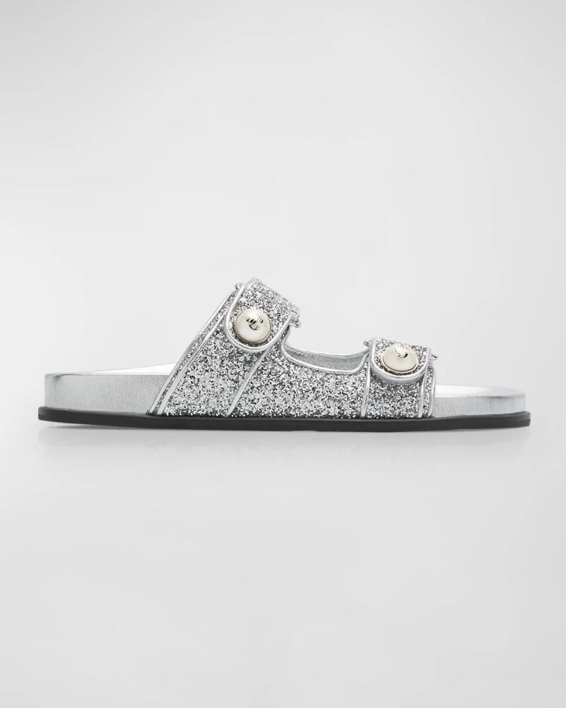 Jimmy Choo Fayence Dual-Grip Glitter Slide Sandals Cover