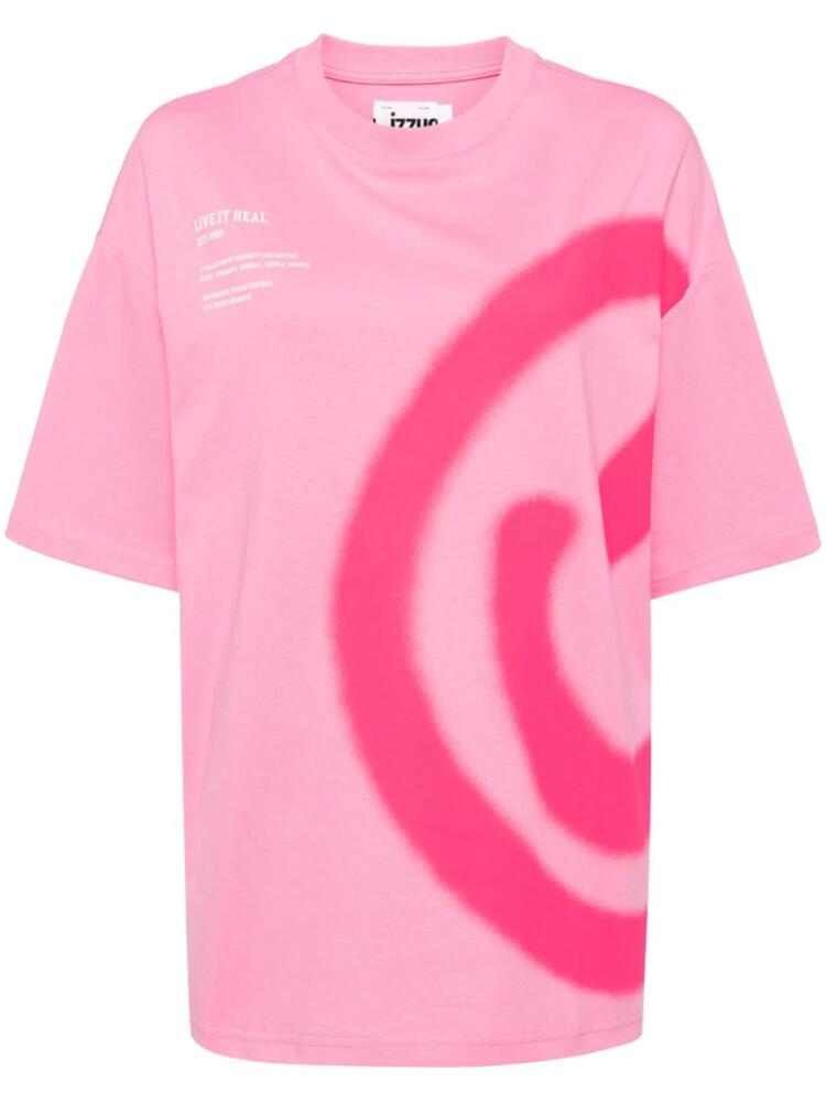 izzue smiley-print cotton T-shirt - Pink Cover