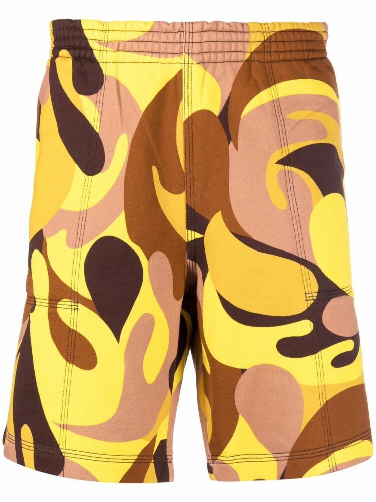 Marni abstract-print track shorts - Yellow Cover