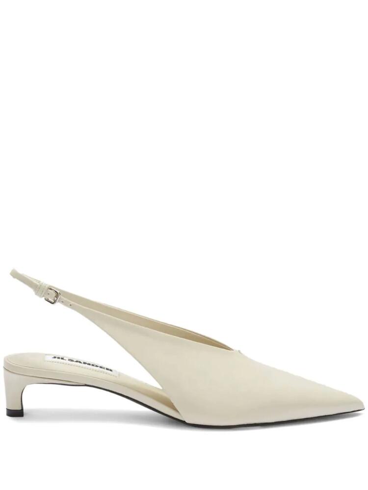 Jil Sander pointed-toe leather slingback pumps - Neutrals Cover