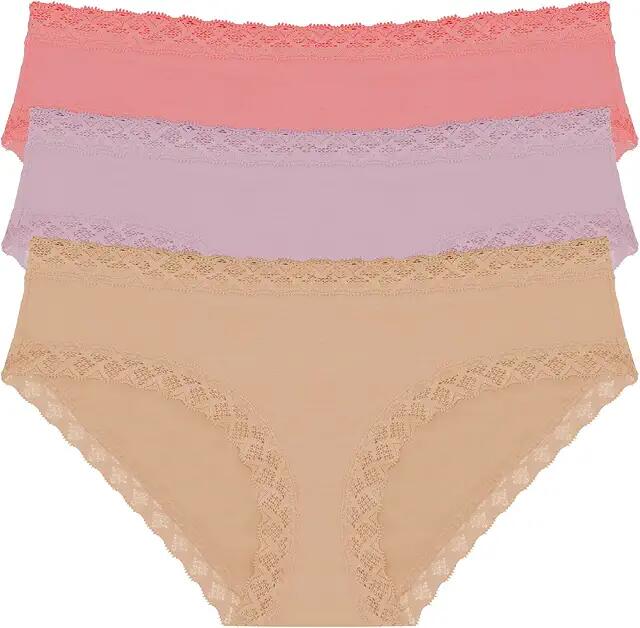 Natori Bliss Cotton Girl Brief 3-Pack (PAPAYA/LAVENDER FROST/CAFE) Women's Underwear Cover