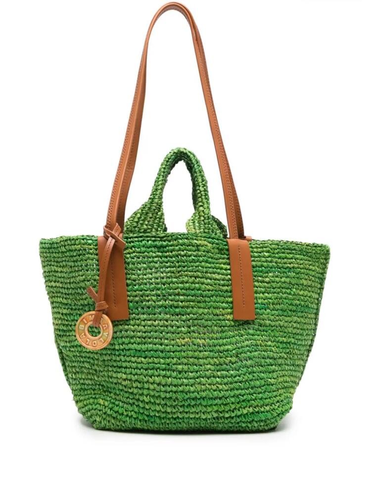 Bimba y Lola logo-charm raffia shoulder bag - Green Cover