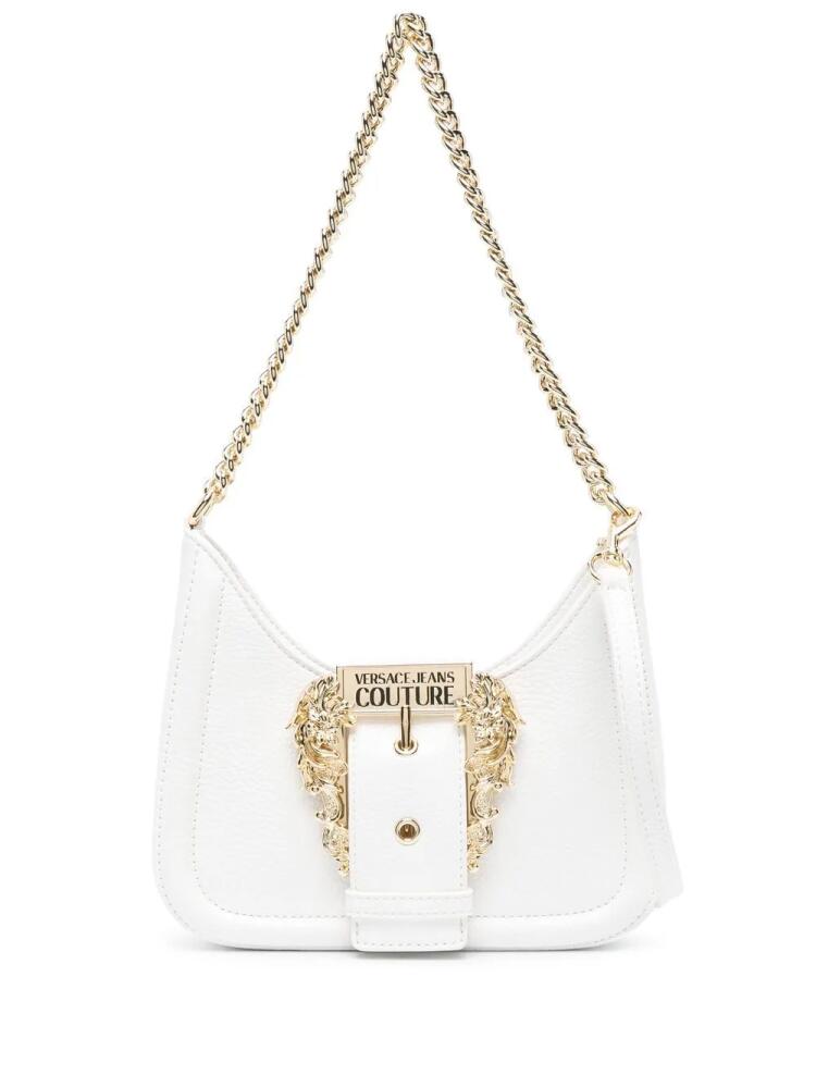 Versace Jeans Couture engraved-logo buckle shoulder bag - White Cover