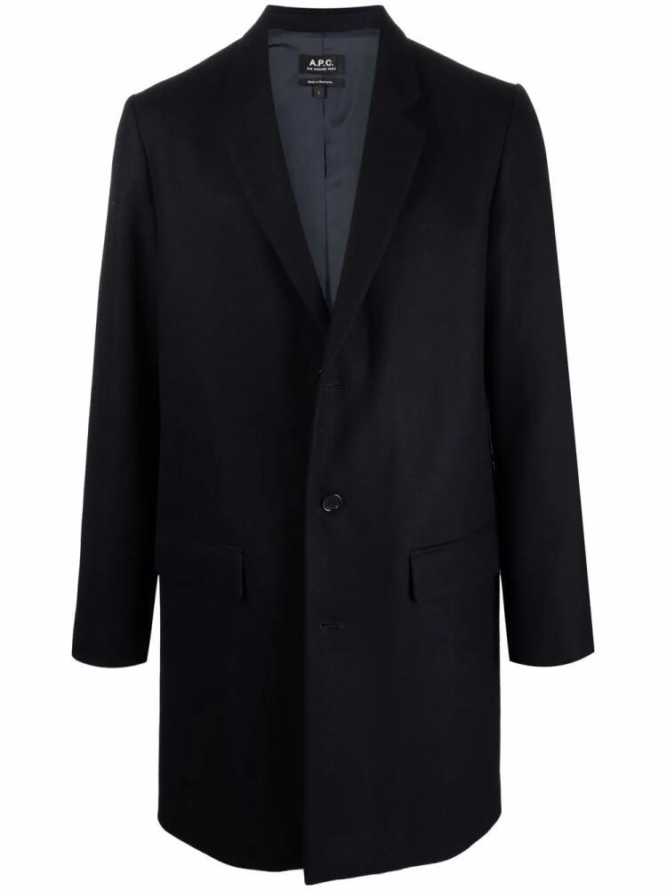 A.P.C. long-sleeve wool coat - Blue Cover