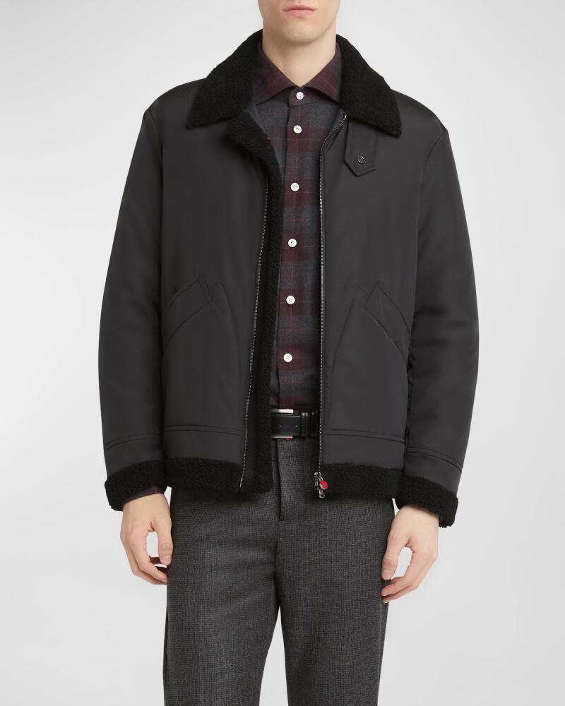 Kiton Men's Shearling-Trim Bomber Jacket Cover