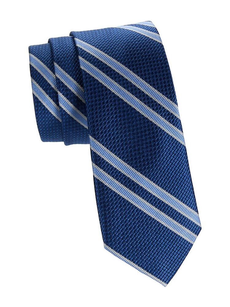 Ben Sherman Men's Striped Silk Tie - Navy Blue Cover