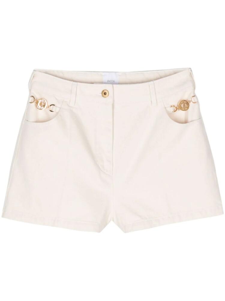 Patou logo-engraved medallion cotton shorts - Neutrals Cover