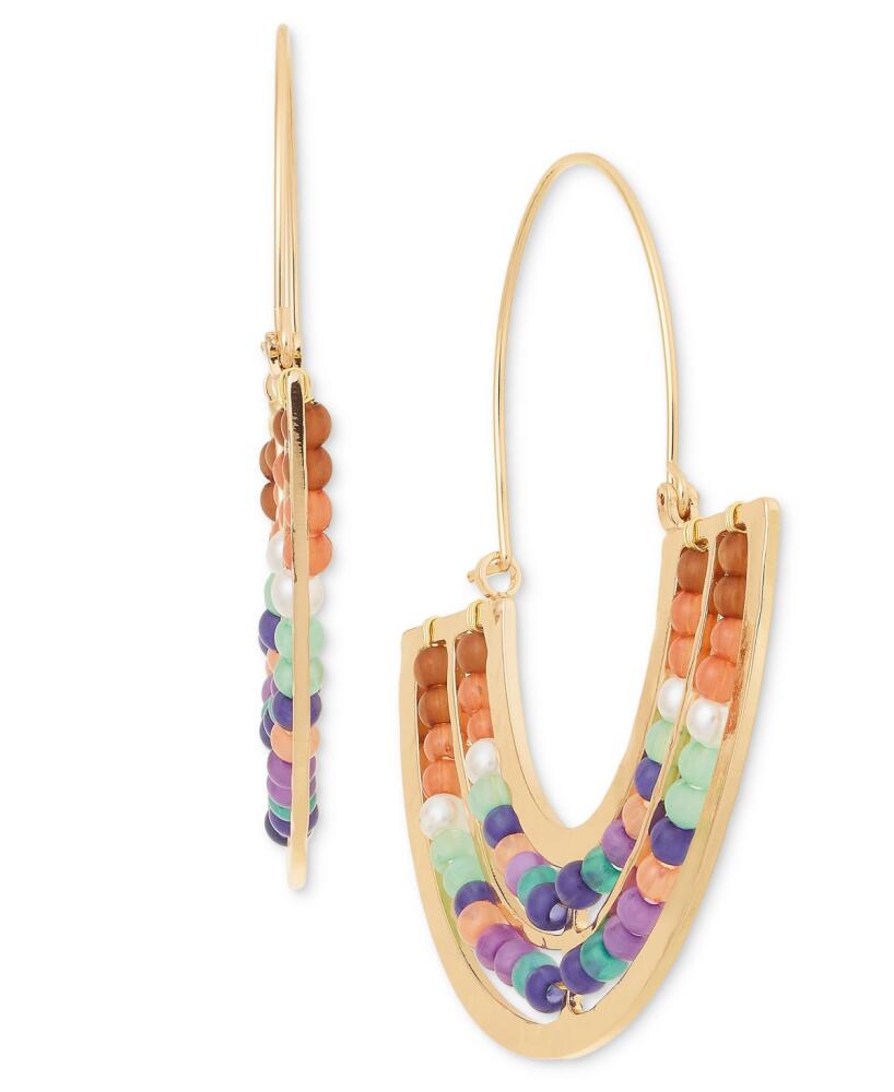 Style & Co Gold-Tone Beaded Curving Drop Earrings, Created for Macy's - Multi Cover