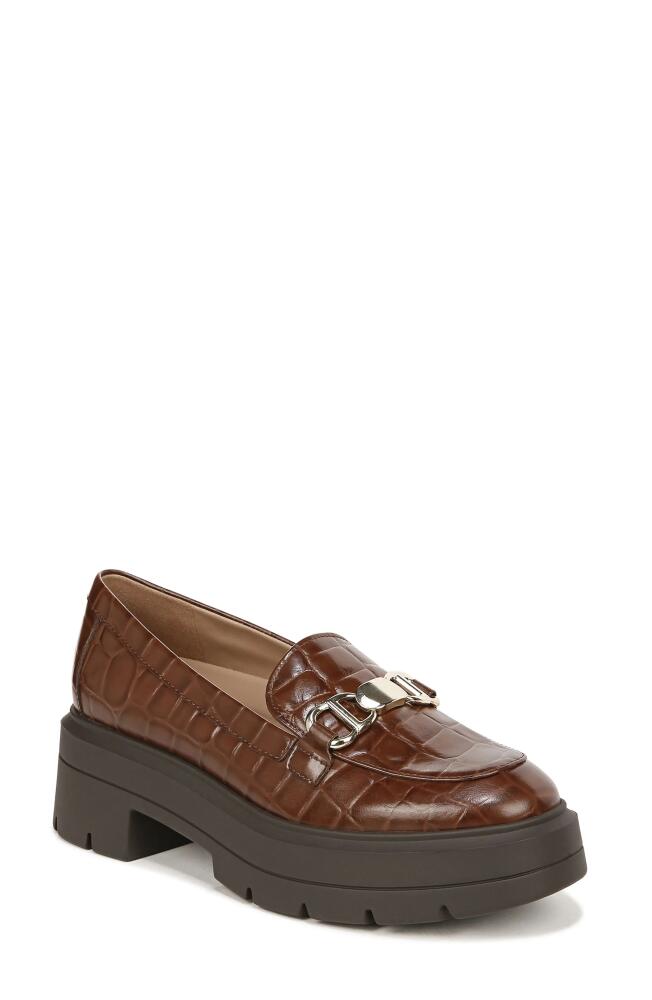 Naturalizer Nina Platform Bit Loafer in Cappuccino Croc Brown Leather Cover